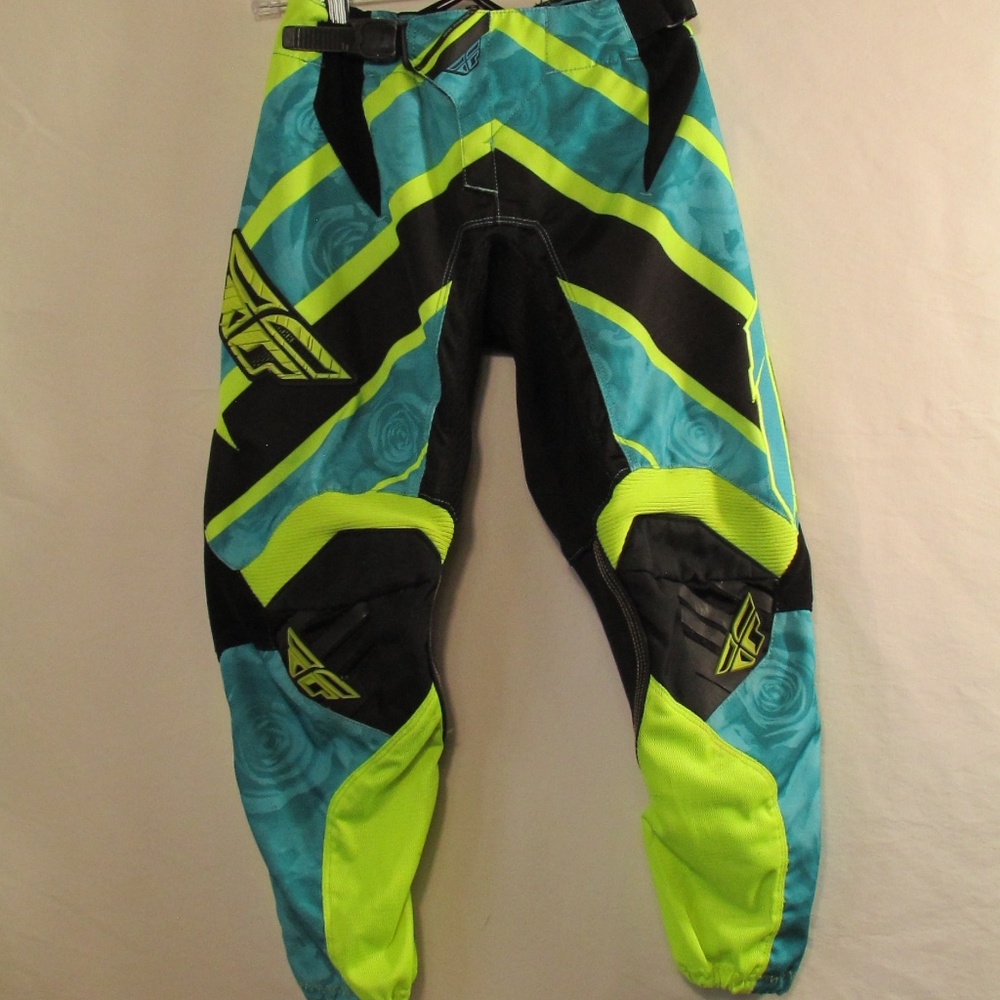 Fly Racing Kinetic Motocross Pants Teal and High-Visibility Yellow/Green